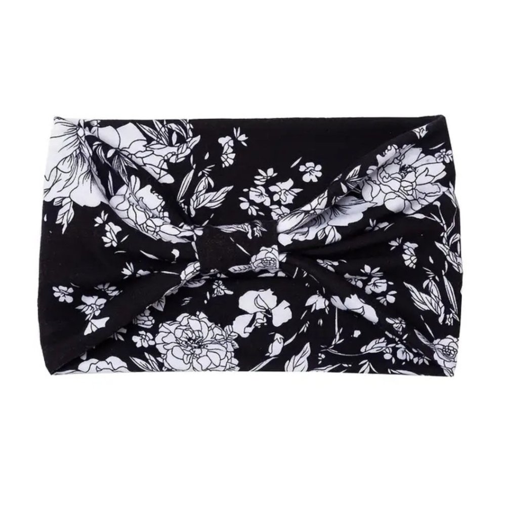 Wide Knot Floral Printed Headbands - Picture 3 of 4